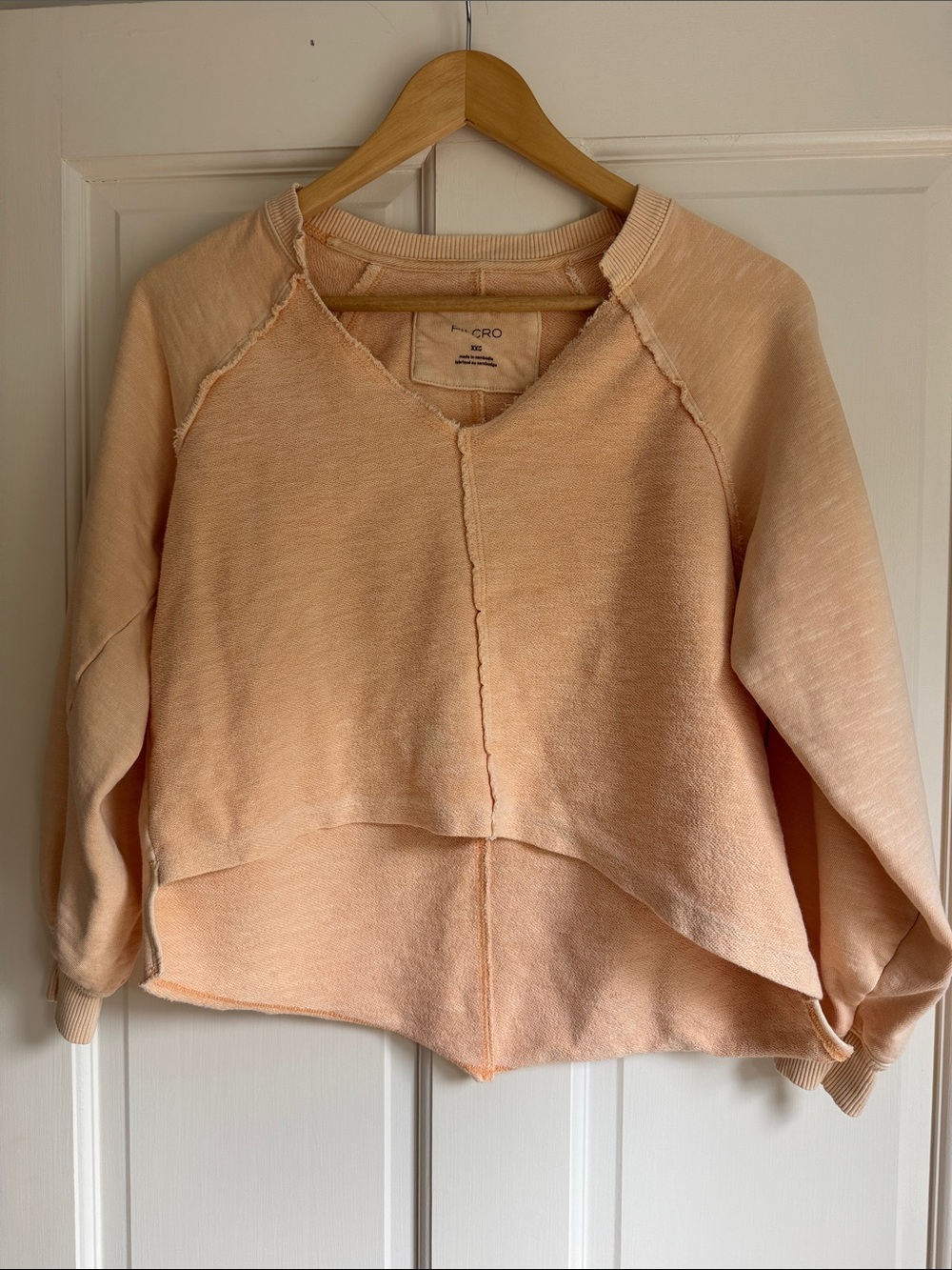 Pilcro Peach Crew-Scoop Cropped Pullover